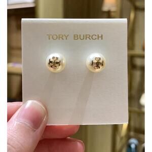 Tory Burch Gold and Cream Earrings
